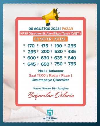 KPSS için 16 hatta ek sefer