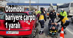 Otomobil bariyere çarptı 1 yaralı