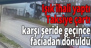 Kırmızı ışık ihlali yapan tanker taksiyi parçaladı