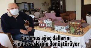 Kurumuş ağaç dallarını sanat eserlerine dönüştürüyor