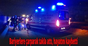 Bariyerlere çarparak takla attı