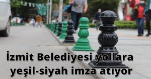 İzmit Belediyesi yollara yeşil-siyah imza atıyor