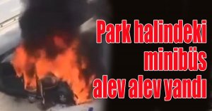 Park halindeki minibüs alev alev yandı