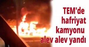  TEM'de hafriyat kamyonu alev alev yandı