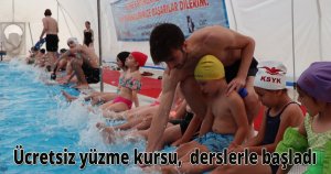 Ücretsiz yüzme kursu,  derslerle başladı