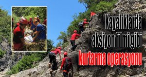 Kayalıklarda aksiyon filmi gibi kurtarma operasyonu