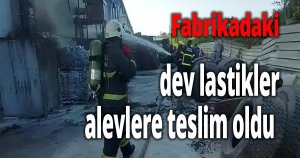 Fabrikadaki dev lastikler alevlere teslim oldu