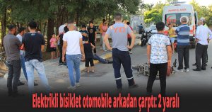  Elektrikli bisiklet otomobile arkadan çarptı