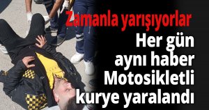 Otomobille çarpışan motosikletli kurye yaralandı