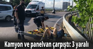 Kamyon ve panelvan çarpıştı