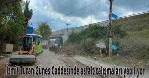 İzmit Turan Güneş Caddesinde asfalt çalışmaları yapılıyor