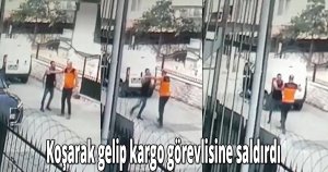 Koşarak gelip kargo görevlisine saldırdı
