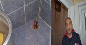 Üst kat komşusunun giderlerini kerpetenle tıkadı!