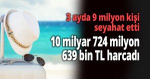3 ayda 9 milyon kişi seyahat etti