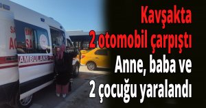 Kavşakta 2 otomobil çarpıştı