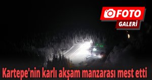 Kartepe'nin karlı akşam manzarası mest etti