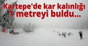 Kartepe'de kar kalınlığı 1 metreyi buldu...