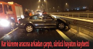 Kar küreme aracına arkadan çarptı
