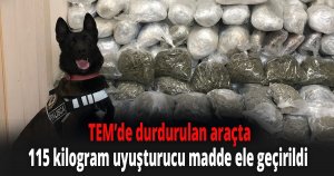 TEM’de durdurulan araçta 115 kilogram uyuşturucu madde ele geçirildi