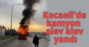 Kocaeli'de kamyon alev alev yandı