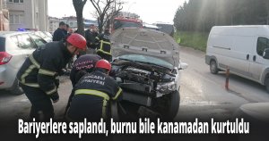 Bariyerlere saplandı