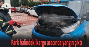 Park halindeki kargo aracında yangın çıktı