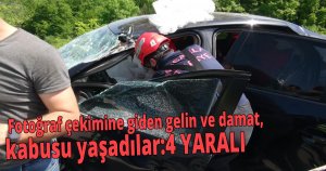  Fotoğraf çekimine giden gelin ve damat, kazada yaralandı