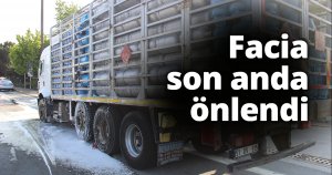 LPG yüklü kamyonun balatasında yangın çıktı