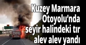 Kuzey Marmara Otoyolu’nda seyir halindeki tır alev alev yandı