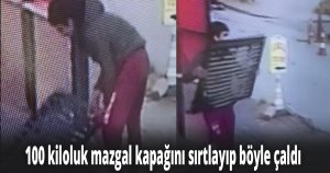 100 kiloluk mazgal kapağını sırtlayıp böyle çaldı