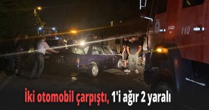 İki otomobil çarpıştı, 1'i ağır 2 yaralı