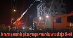 Binanın çatısında çıkan yangın vatandaşları sokağa döktü