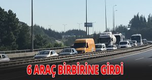 Yol üzerindeki lastik parçasına çarpınca 6 araç zincirleme kazaya karıştı