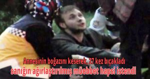 Annesinin boğazını keserek, 27 kez bıçakladı