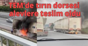 TEM’de tırın dorsesi alevlere teslim oldu