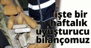 işte bir haftalık uyuşturucu bilançomuz