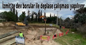 İzmitte dev borular ile deplase çalışması yapılıyor