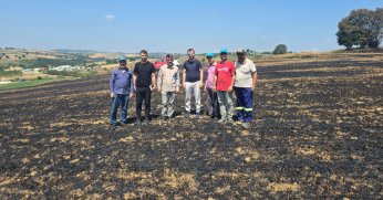 Yangında zarar gören çiftçilere gübre ve tohum desteği