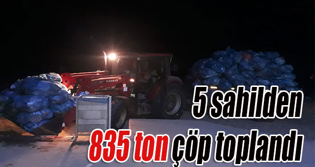 5 sahilden 835 ton çöp toplandı