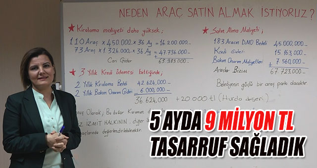 5 AYDA 9 MİLYON TL TASARRUF SAĞLADIK