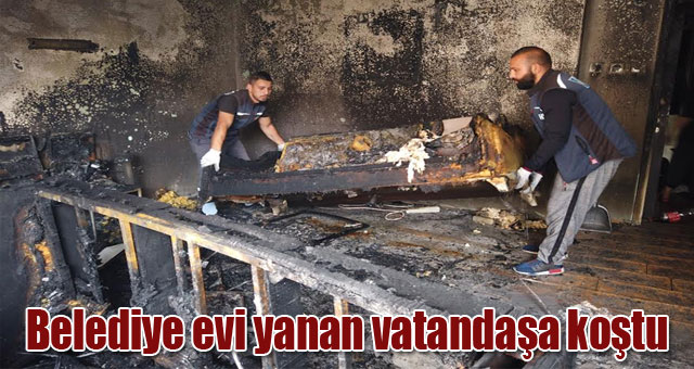 Belediye evi yanan vatandaşa koştu