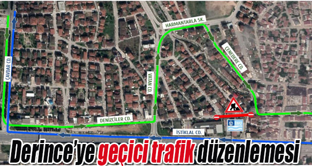 Derince’ye geçici trafik düzenlemesi