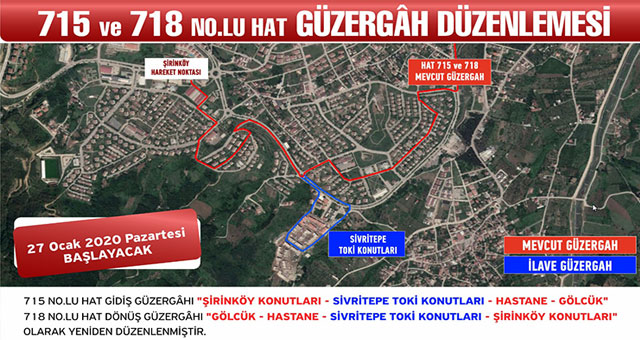 715 ve 718 numaralı hatlara güzergah düzenlemesi