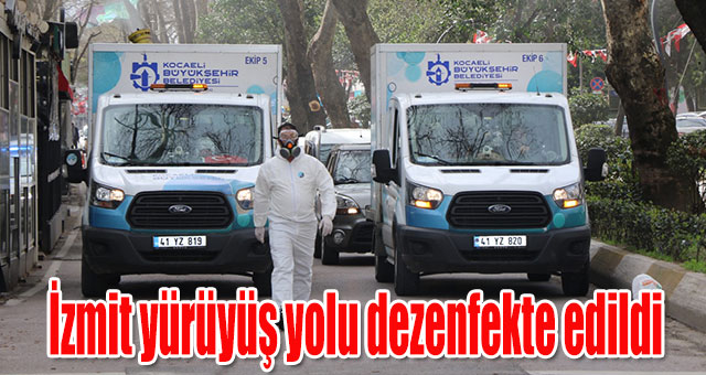 İzmit yürüyüş yolu dezenfekte edildi