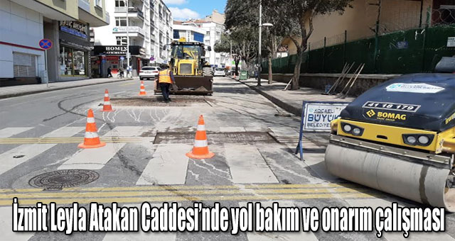 İzmit Leyla Atakan Caddesi’nde yol bakım ve onarım çalışması