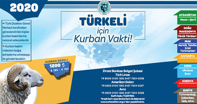 Türk ocaklarından kurban bağışına davet