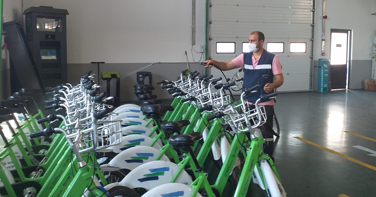 Bisikletler düzenli olarak dezenfekte ediliyor