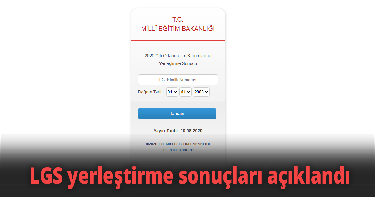 LGS yerleştirme sonuçları açıklandı 