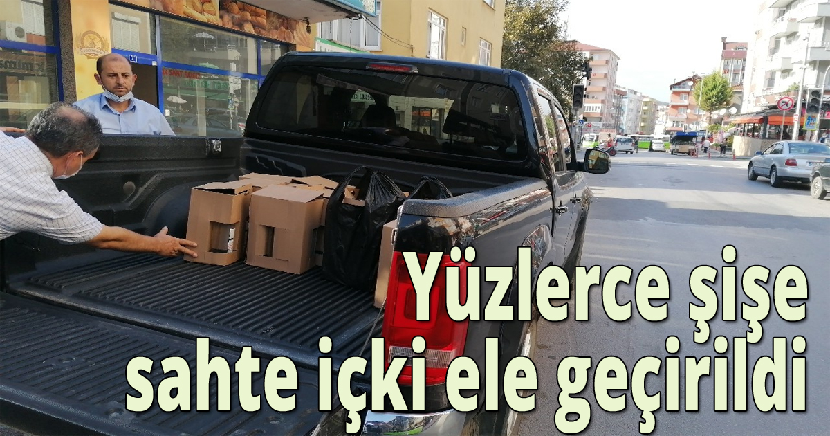 Yüzlerce şişe sahte içki ele geçirildi