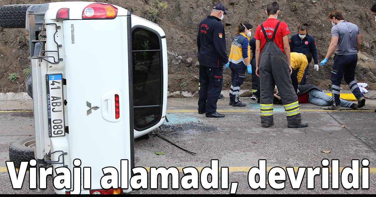 Virajı alamadı, devrildi